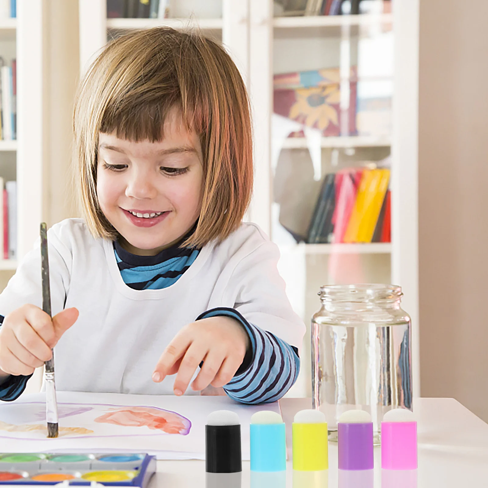 

25Pcs Sponge Finger Painting Set - Gentle Reusable Daubers for Safe Kids Art Fun - Perfect for Stamping Blending Card Making DIY