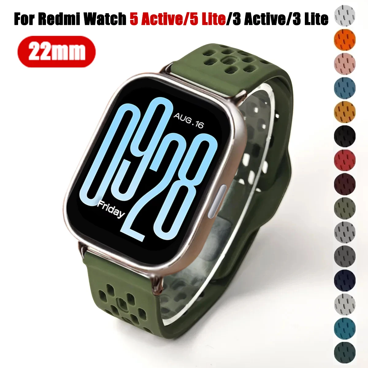 Atmungsaktives Mesh-Sportarmband für Redmi Watch 5 Active/5 Lite, Silikonarmband für Xiaomi Redmi Watch 3 Active/3 Lite-Armband