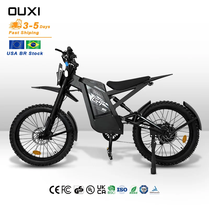 Brazil Warehouse OUXI GT2000 30ah Dual Motor 2000W Electric Dirt Bike Full Suspension Electric Bicycle Bicicleta Electric E-Bike