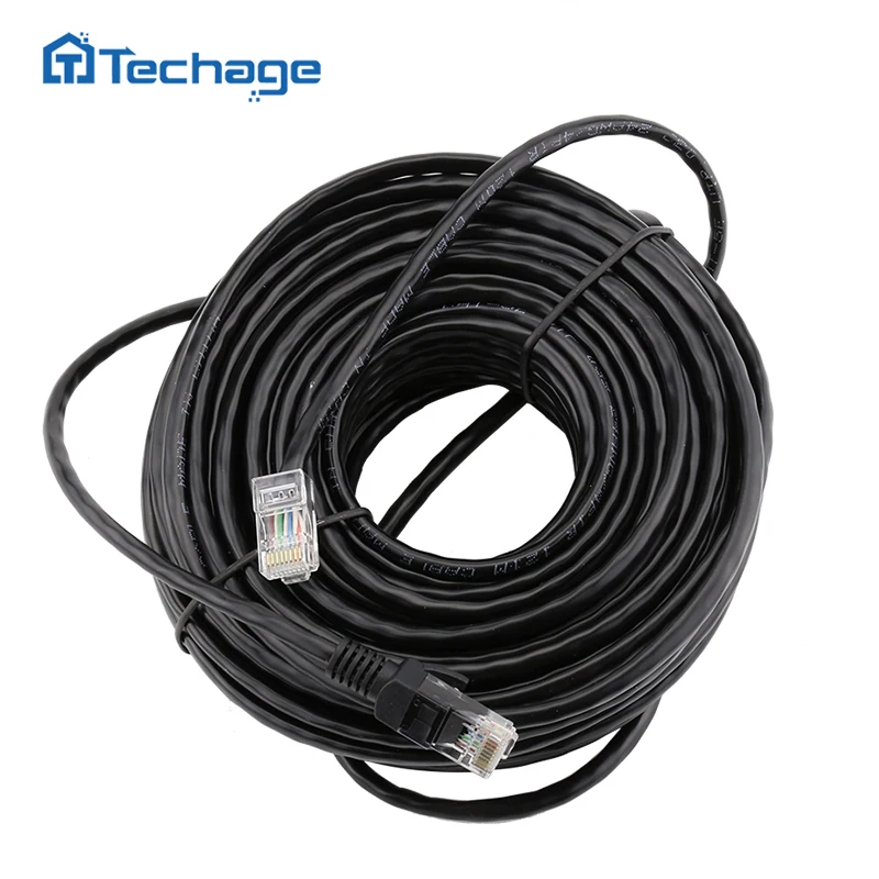 techage patch cabo de rede ethernet impermeavel ao ar livre fios de cabo lan para cctv poe sistema de camera ip rj45 10m 20m 30m 50m cat5 01