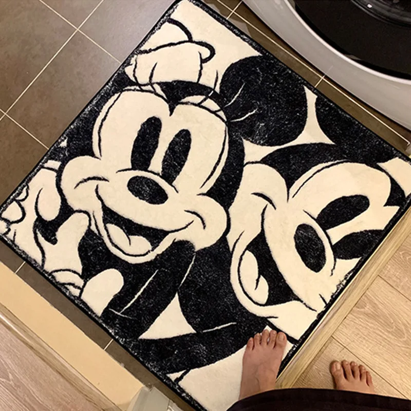 Disney Mickey Mouse Cushion Anime Bathroom Non-slip Mat Kawaii Faux Cashmere Absorbent Carpets Living Room Bathroom Mat Carpet