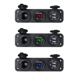 12V Dual Usb 4.2a Autolader Met Led Digitale Voltmeter Spanning Sigarettenaansteker Stopcontact Adapter Voor Autoboot Rv