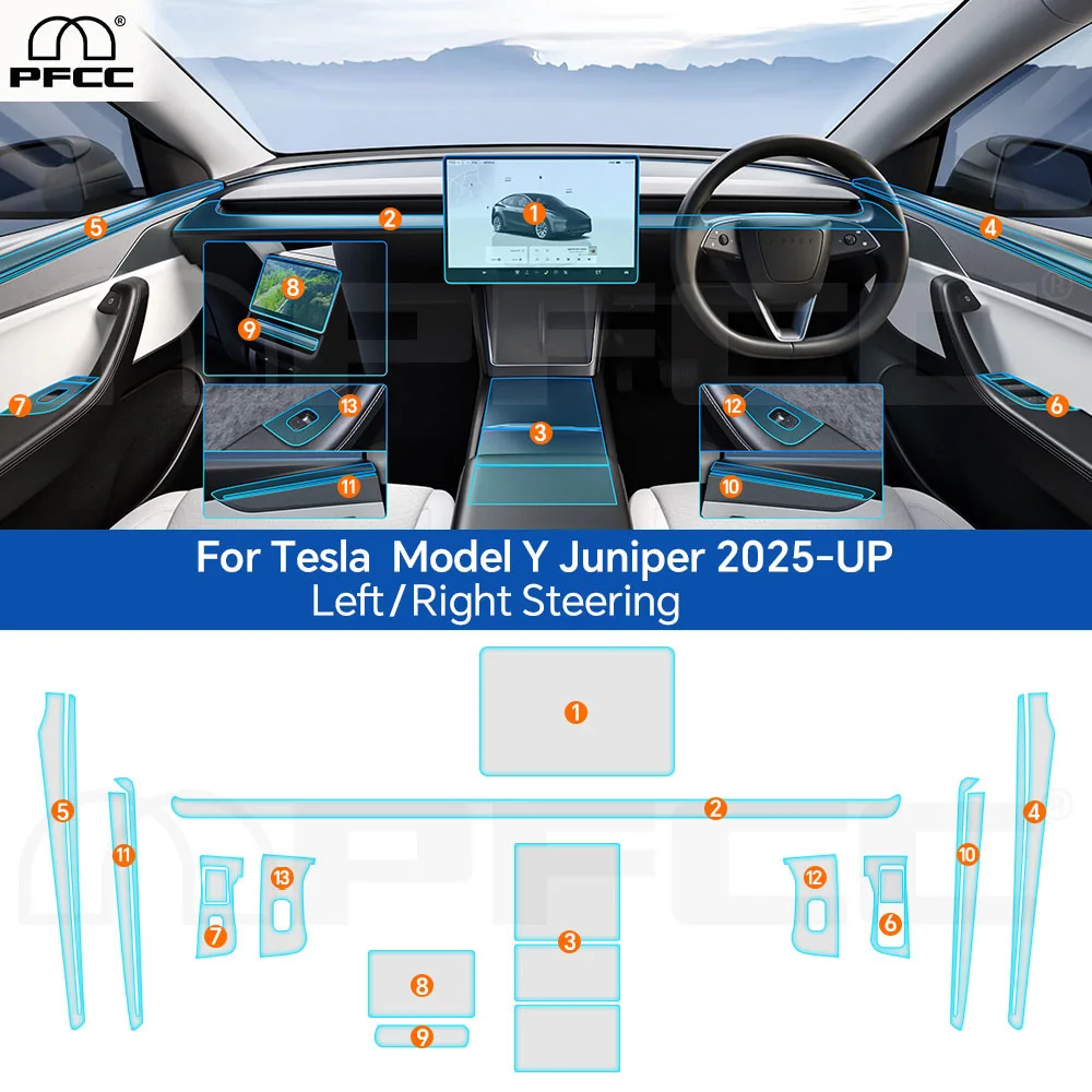

Car Interior Film Center Console Navigation Screen TPU Protective Film For Tesla Model Y Juniper 2025 2026 Anti-scratch PPF Kit