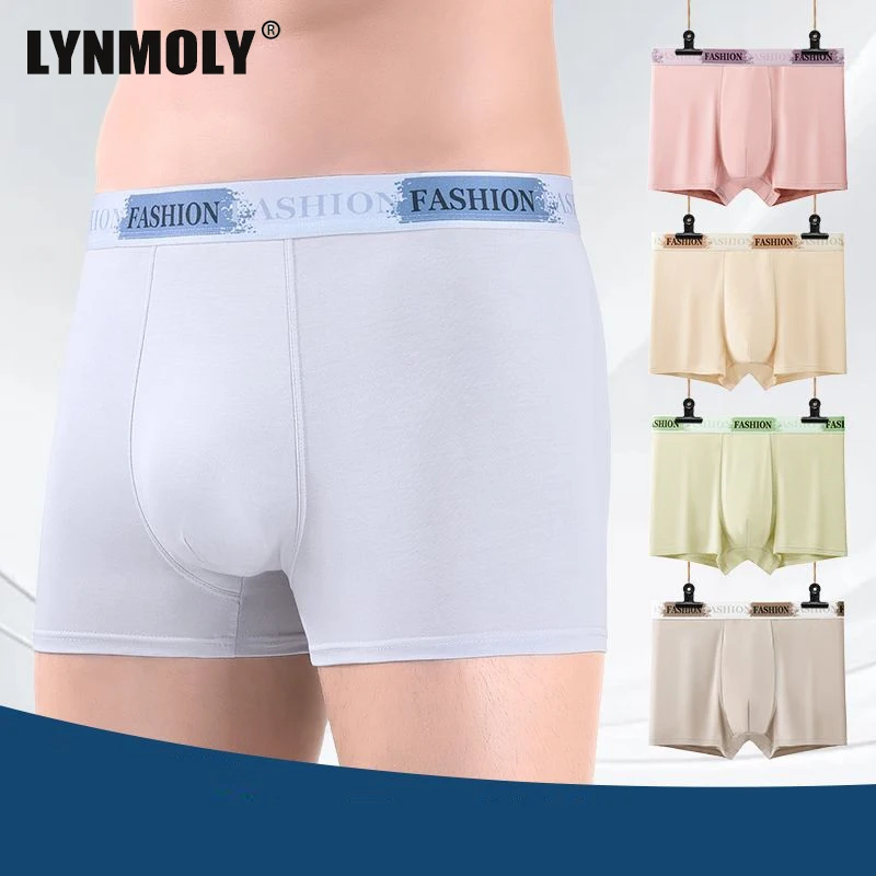 

Brand Solid 1/2/3/4Pcs Cotton Men's Underwear Soft Blue Daily Intimate Boxer Briefs Sporty Breathable Boxers U Convex Lingerie