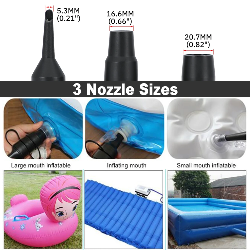 PQY Inflatable Pump Electric Air Mattress Camping Pump Portable Quick Filling For Car Home Use