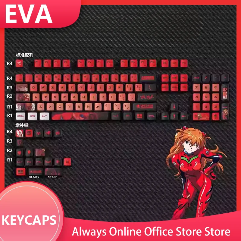 EVA themed four-sided translucent keycaps PBT sublimation suitable for mechanical keyboards such as Wolf Spider VGN