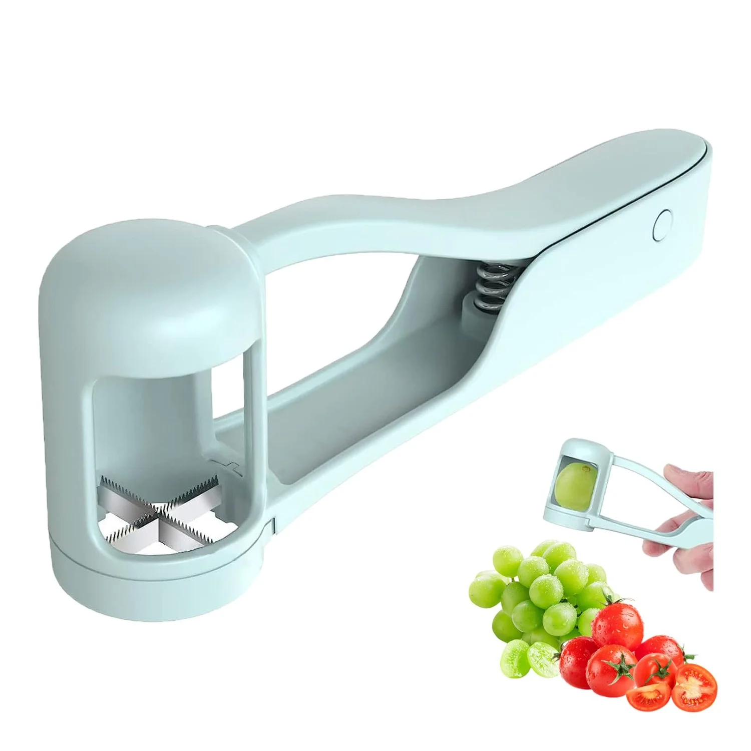 

Stainless steel fruit cutter grape slicer fruit divider fresh fruit separator Blue 50.7G 17*6*4cm ABS+201 1*Fruit divider