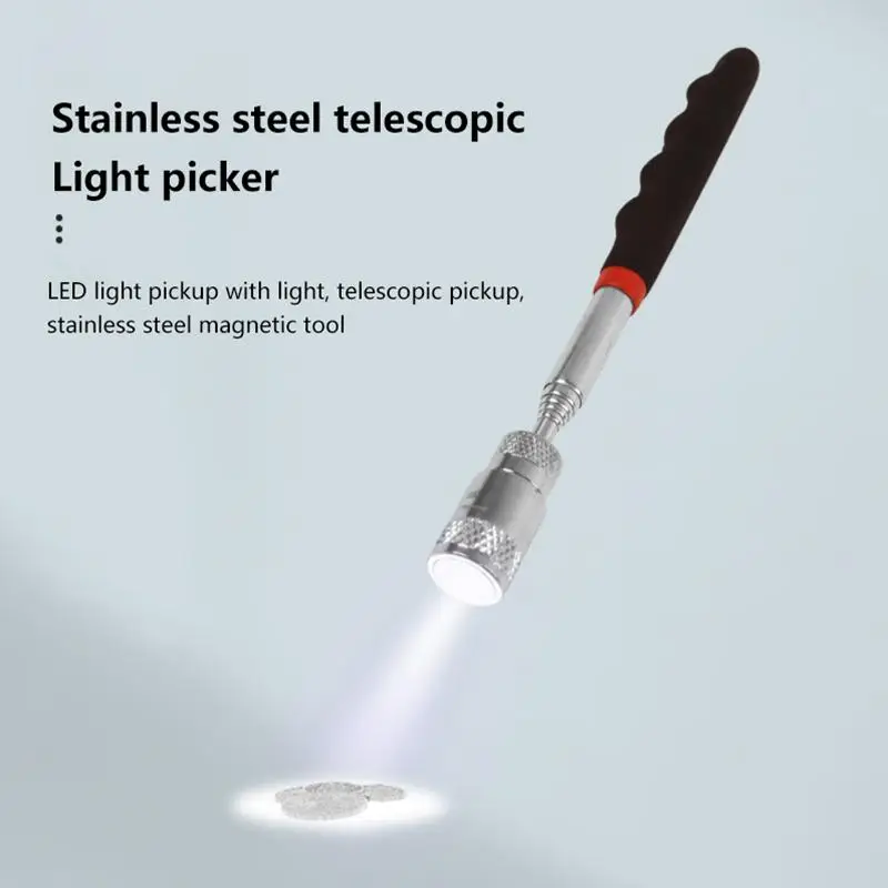 Telescopic Magnetic Pen Screw Nut Bolt Extendable Magnetic Pick Up Tool Portable Long Reach LED Light Adjustable Pickup Rod