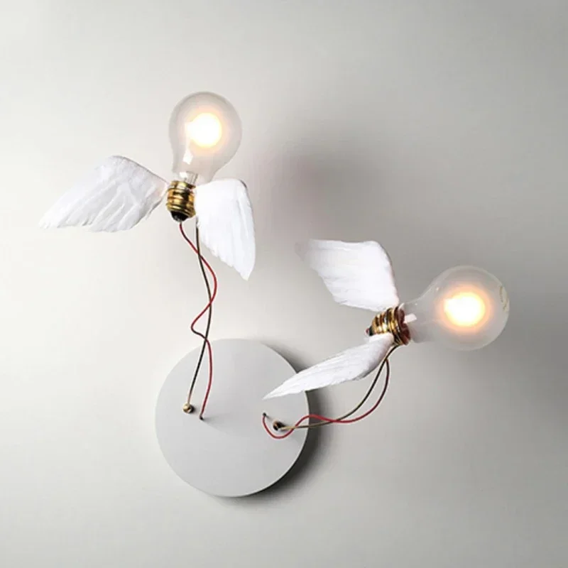 Creative Art Angel Wings Bird Feather Wall Lamp Bedroom Living Room Table Lamp