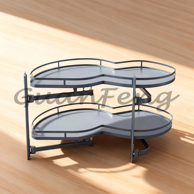 Swing Tray Magic Corner Rack Rotating Pull‑Out Kitchen Cabinet Basket Storage Organizer for Blind Corner Cabinet Space Saving