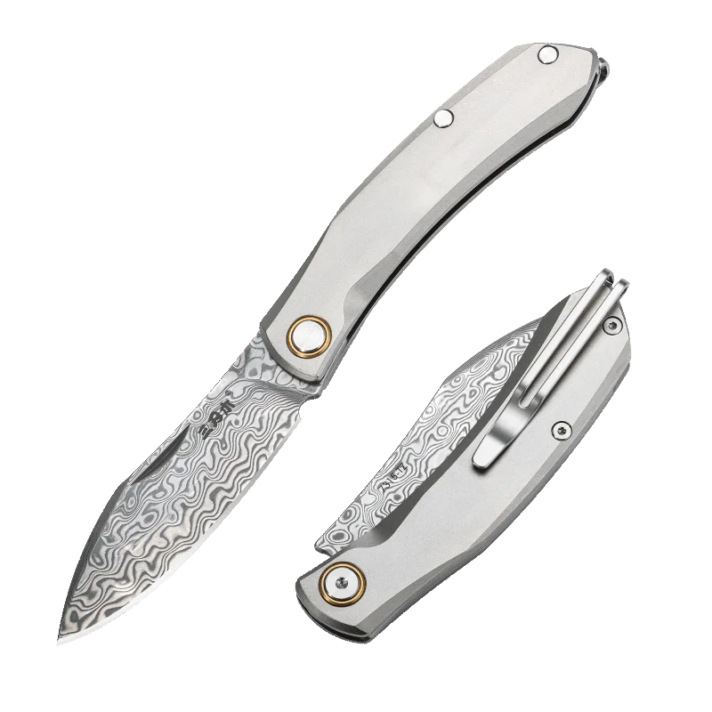 

SANRENMU 7315 Outdoor camping folding knife Fruit knife Titanium Alloy Damascus steel pocket KNIFE EDC self-defense knife