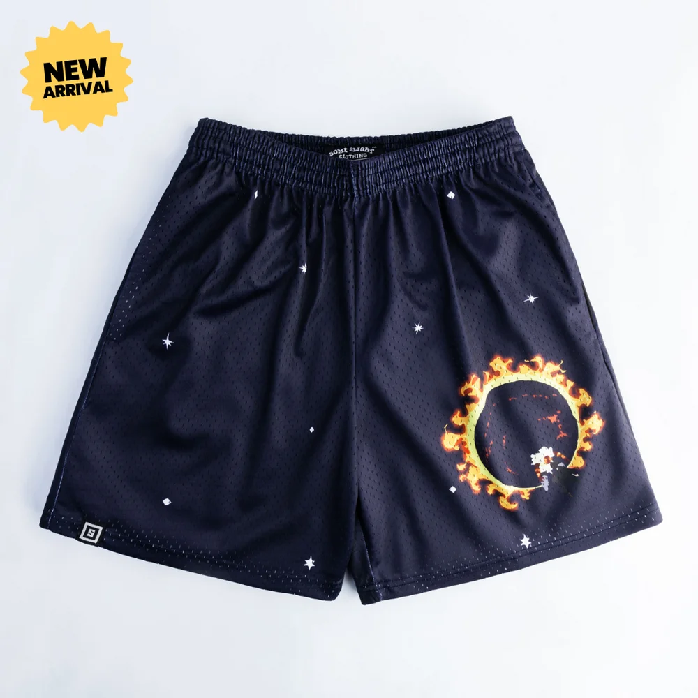 

One Piece Portgas D. Ace Fire Fist Starry Mesh Shorts Men Women Summer Quick Dry Breathable Sports Gym Casual Jogger Shorts