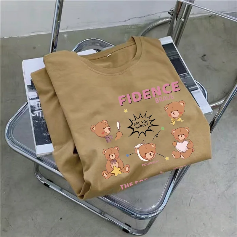 فستان صيفي فضفاض وعصري مطبوع عليه دب كرتوني على الطراز الكوري بسيط وغير رسمي برقبة دائرية للنساء الحوامل #3