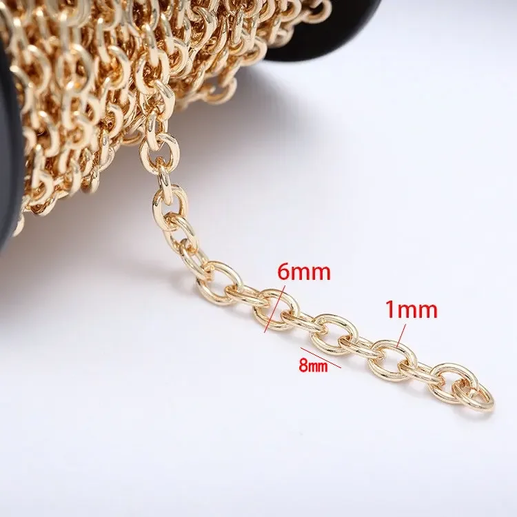 1 Meter 14K Gold Color Plated Brass Jewelry Making Supplies O Chain DIY Necklace Earrings Bracelets Chain Spool