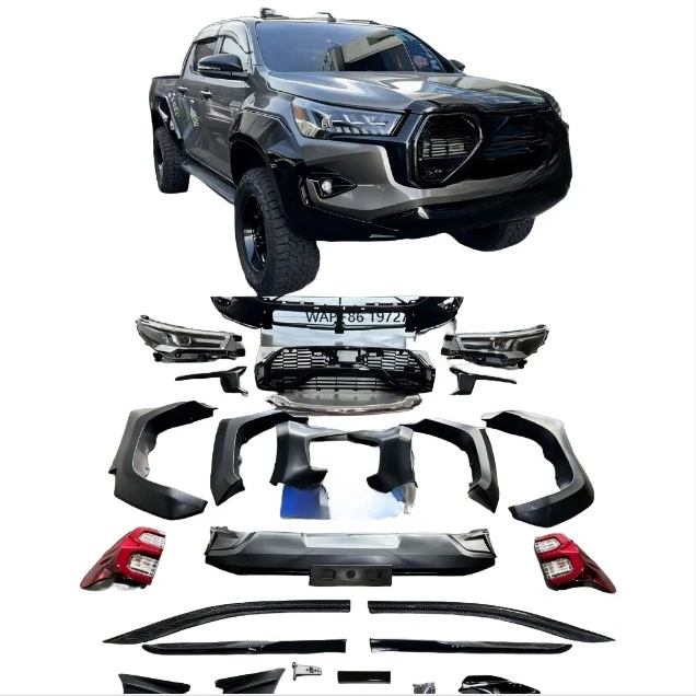 

GR-Style Exterior Mod Parts for Hilux15-24: Side Steps, Rear Bumper, Headlights, Wheel Arches