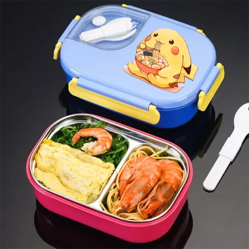 Pikachu Pokemons-fiambrera de dibujos animados para niña y niño, estuche Bento portátil Charmander para estudiante, fiambrera aislada, regalo bonito de cumpleaños para niños