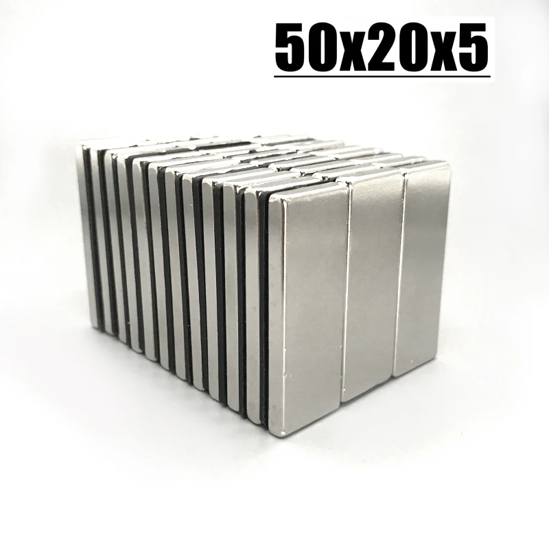 1/2/5/10Pcs 50x20x5 Neodymium Magnet 50mm x 20mm x 5mm N35 NdFeB Block Super Powerful Permanent Magnetic Imanes 50*20*5