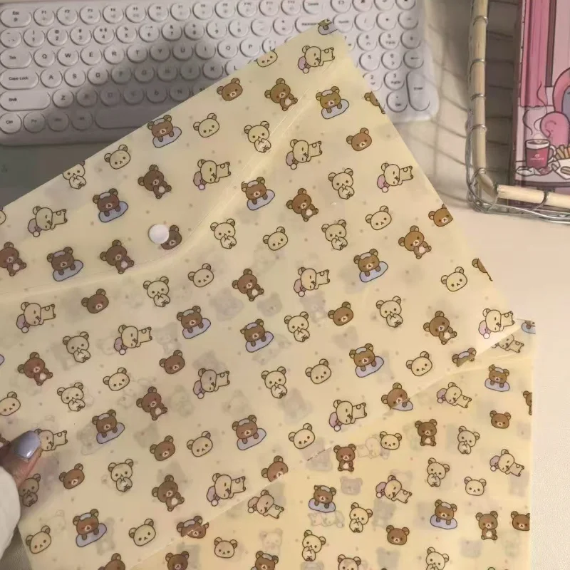 Rilakkuma A4 مجلد الكرتون مقاوم للماء أوراق الاختبار كيس التخزين سعة كبيرة القرطاسية حقيبة التخزين طالب اللوازم المكتبية #4