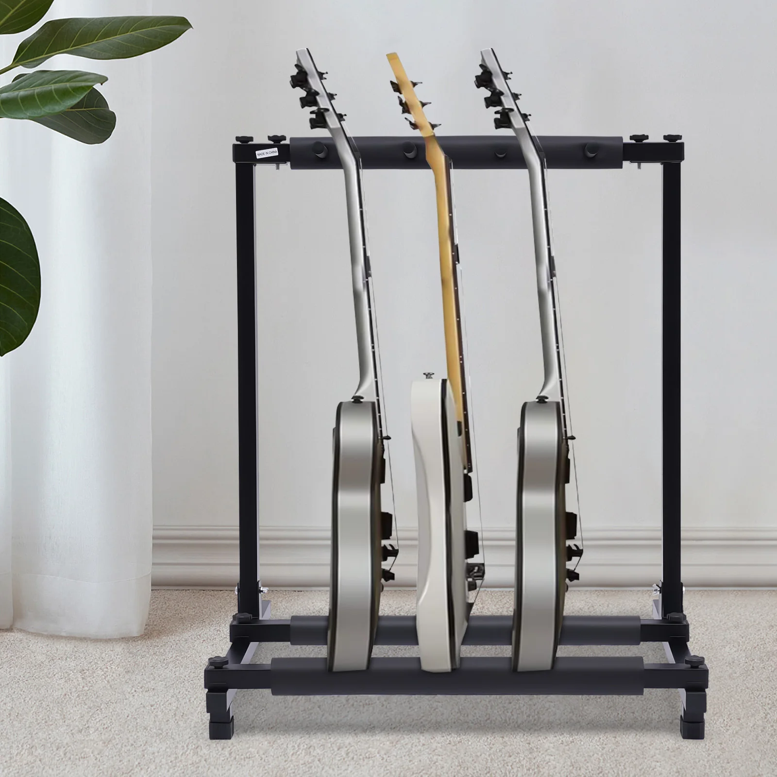 Support de guitare avec plusieurs supports, support de guitare à 3/5/9 compartiments, support de guitare électrique pliable en fer pour le rangement et l'affichage