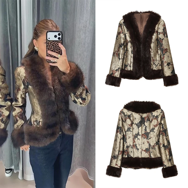 Guobioziy Women's Slim-Fit Faux Fur Jacket 2026 Fall/Winter New European-American Casual Fashion Trend Tassel Motorcycle Street