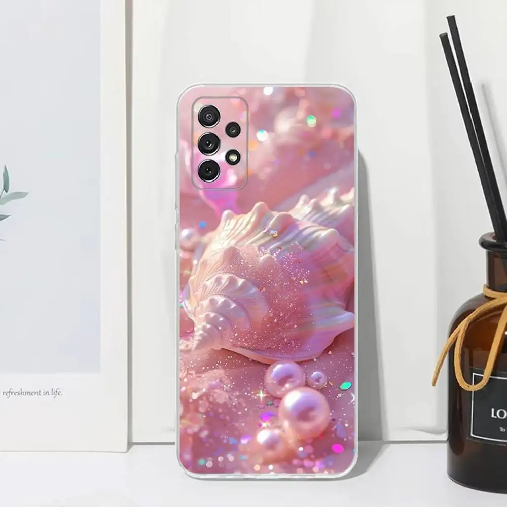 Funda de teléfono deslumbrante Dream Conch para Samsung S30,S23,S21,S22,S20,Ultra,FE,Lite, S10,S9,S8,PIus, transparente, funda de silicona
