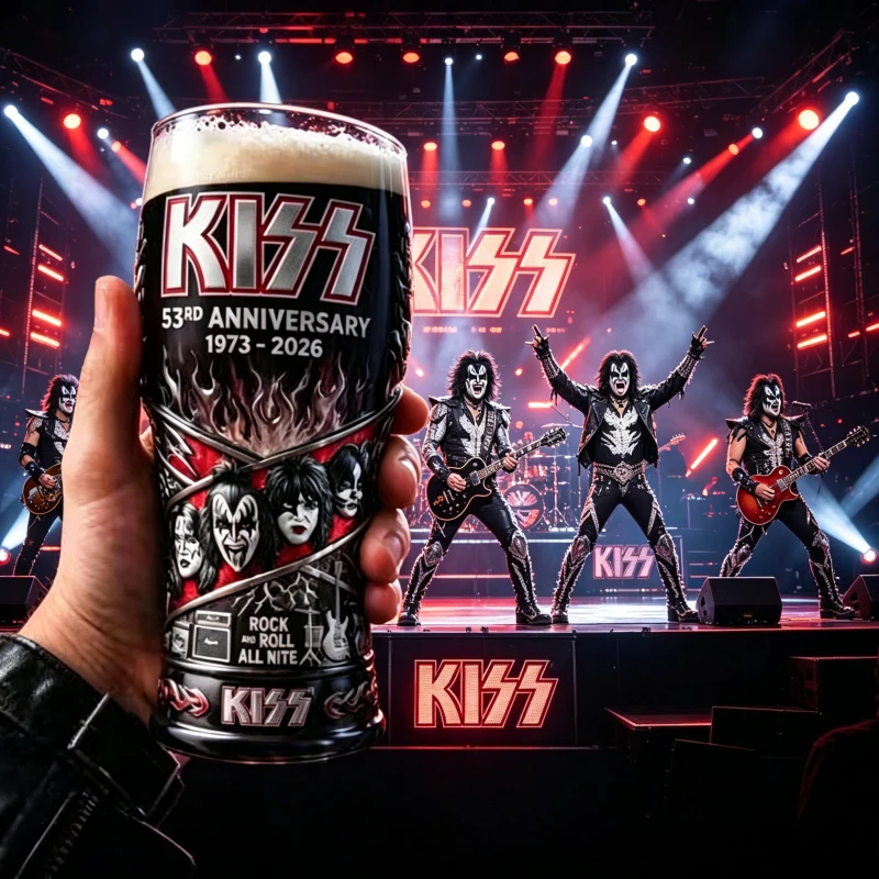 Vaso de Cerveza con Estampado de la Banda KISS, 53.º Aniversario 1973-2026, Rock and Roll All Nite, Banda de Heavy Metal