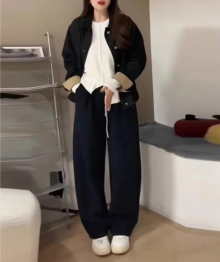

Women's Winter Oversized Sweatpants with Added Fleece and Drape Feel, Slimming and Wide Leg Casual Pants