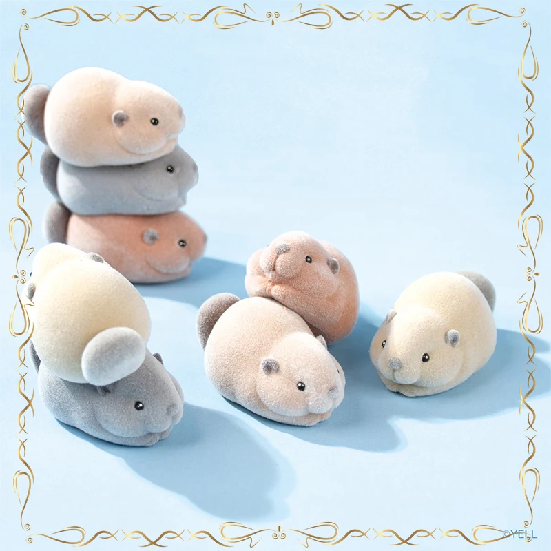 

Castor Flocking Gashapon Kawaii Collection Desktop Ornament Keepsake Action Figure Model Toys