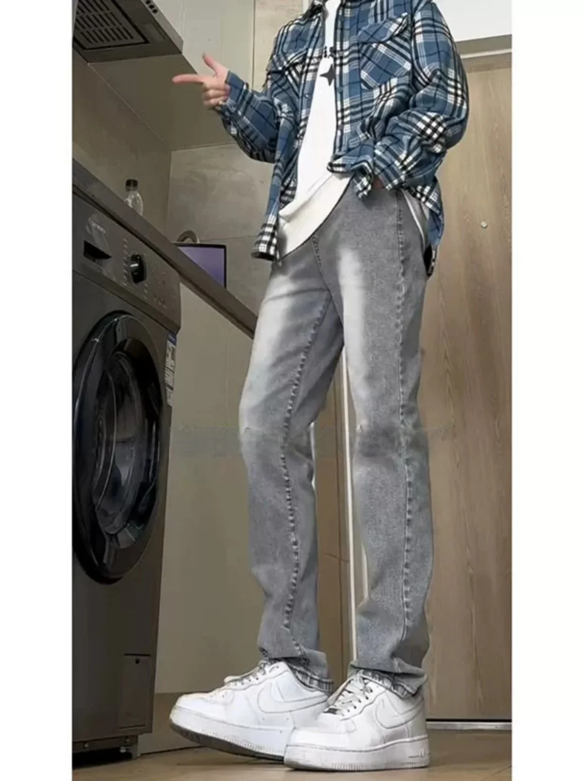 

Мужские джинсы Cleanfit Cement: модные, прямые, удлиненные, для молодежи, весна-осень, прочные, в стиле High Street