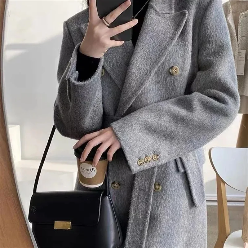 Wool Fashion Double-sided Woolen Coat For Women Slim Fit Mid-length New Autumn Winter Double Button Collection Stylish
