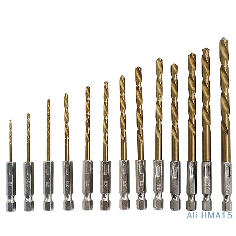 13Pcs 1/4 Hex Shank 1.5-6.5mm Drill Bits HSS High Speed Steel Drill Bit Set Tool New