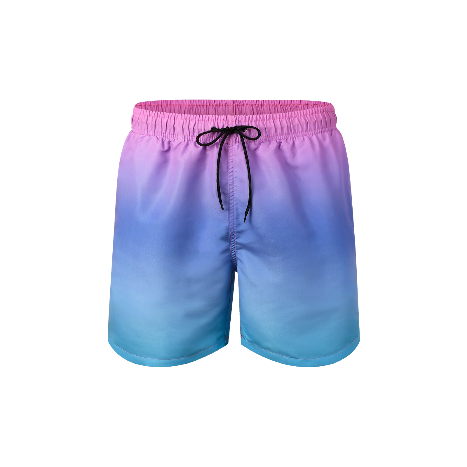 Men's Beach Shorts Gradient Color Block Drawstring Summer Men's swim Trunks Elastic Waist 3D Print Breathable Short Streetwear