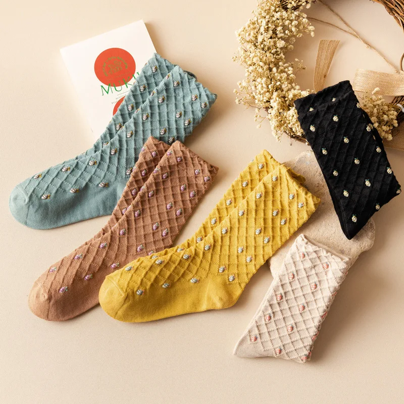 1 Paar japanische Korea Mode elegante Harajuku Retro Frau Blumen socken Vintage Neuheit ethnische Baumwolle lässig süße Mädchen lustige Sox