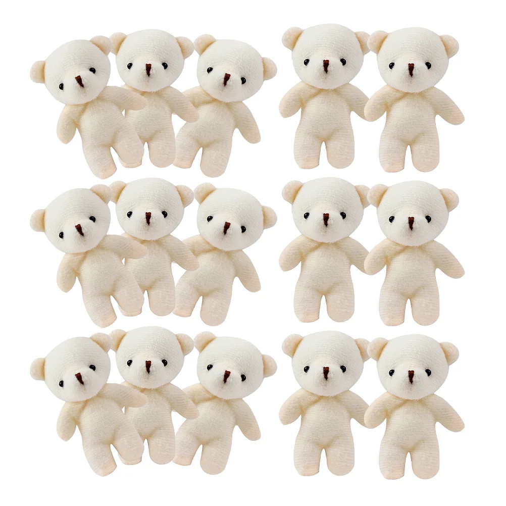 Petit ours en peluche pendentif jouet animal, petit porte-clés grill blanc, mini décor, 15 pièces