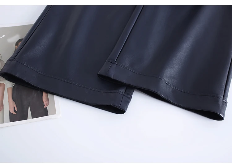ZUZK High Quality PU Leather Capri Pants New Women 2026 Autumn Winter Chic Short PU Leather Pants Elegant LeatherTrousers