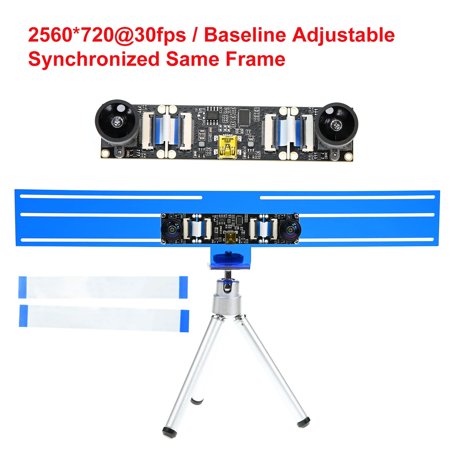 GXIVISION 720P USB Camera Module Dual Lens Synchronous, 2560x720 30fps,Baseline Adjustable,For 3D Stereo Printer VR Ranging