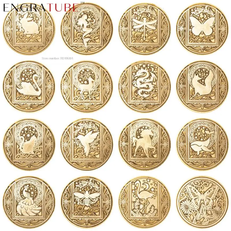 

Sealing Wax Seal Stamp Classic DIY Retro Brass Wax Seal Stamp Butterfly Plant Bee Dragon Mermaid Handcrafts Wedding Invitations