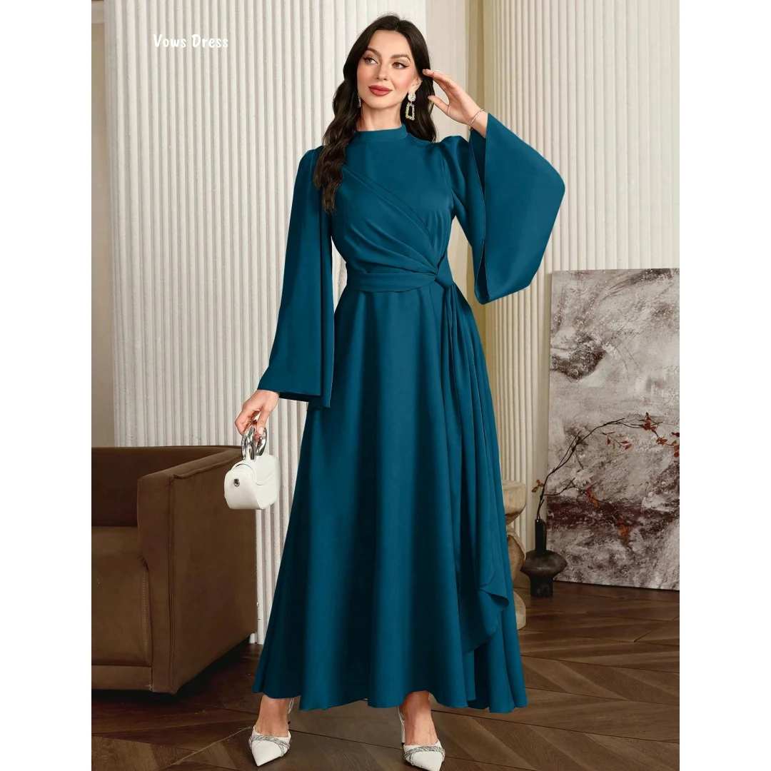 

Vows Round Collar Evening Dresses Woman Elegant Party Dresses 2025 Custom Made Satin Cloth Ball Gown Dress Line A Robe Soiree