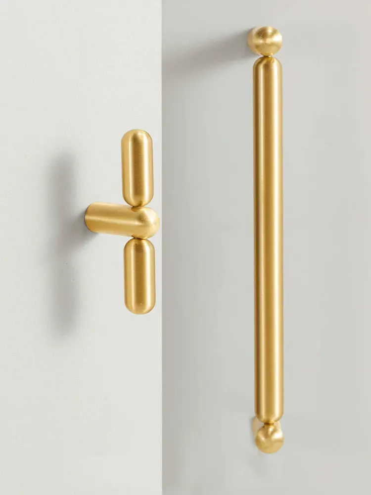 Solid Brass Creative Handles for Furniture T Bar Drawer Cupboard Door Knobs Antique Wardrobe Pulls Copper Kitchen Accessories