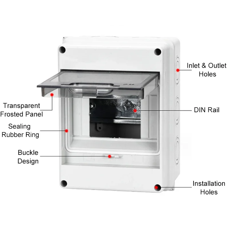 Solar IP65 Waterproof Junction Box ABS PV Distribution Box Transparent 2-24 Ways Outdoor Electrical Enclosure Wall Mounted