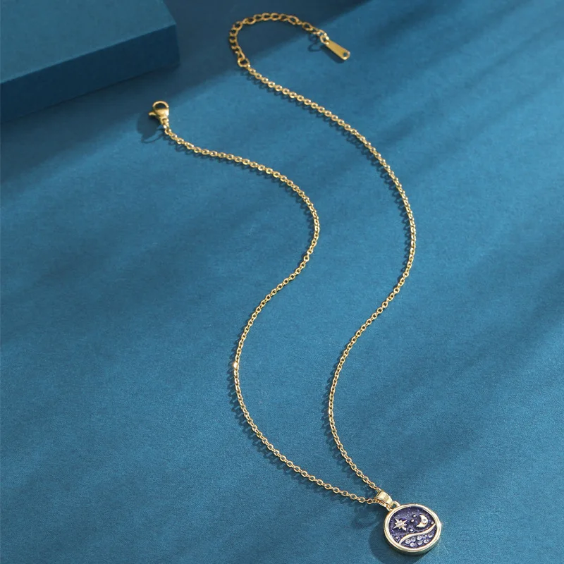 Special gifts: Star and Moon Collarbone Necklace, Star River Heart Gold Diamond Pendant Necklace