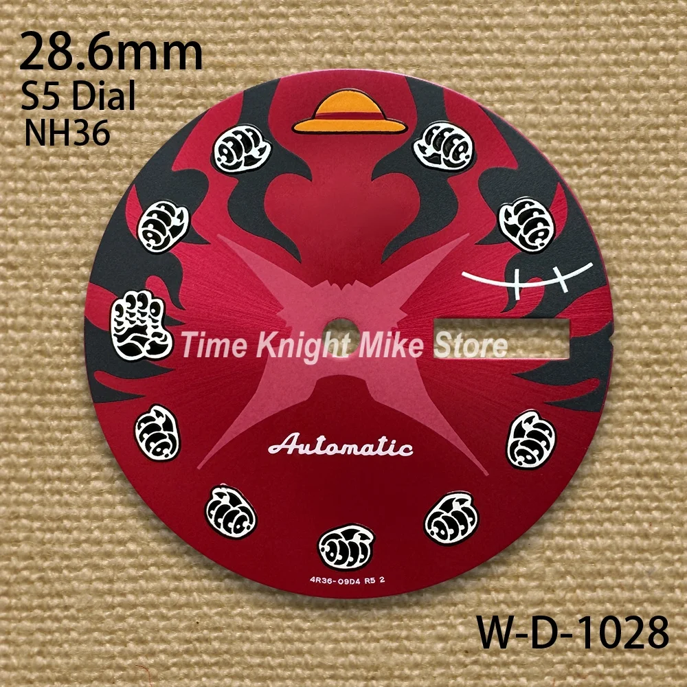 

28.6mm S5 Logo Cartoon Straw Hat Dial Suitable For NH36 Movement Dual Calendar High-Quality Watch Modification Accessories