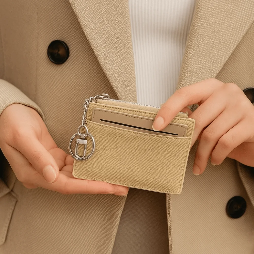 أزياء مع سلسلة المفاتيح المرأة محفظة قصيرة بو الجلود سستة إغلاق بو حامل بطاقة بلون أنيق محفظة نسائية للعملات المعدنية النساء