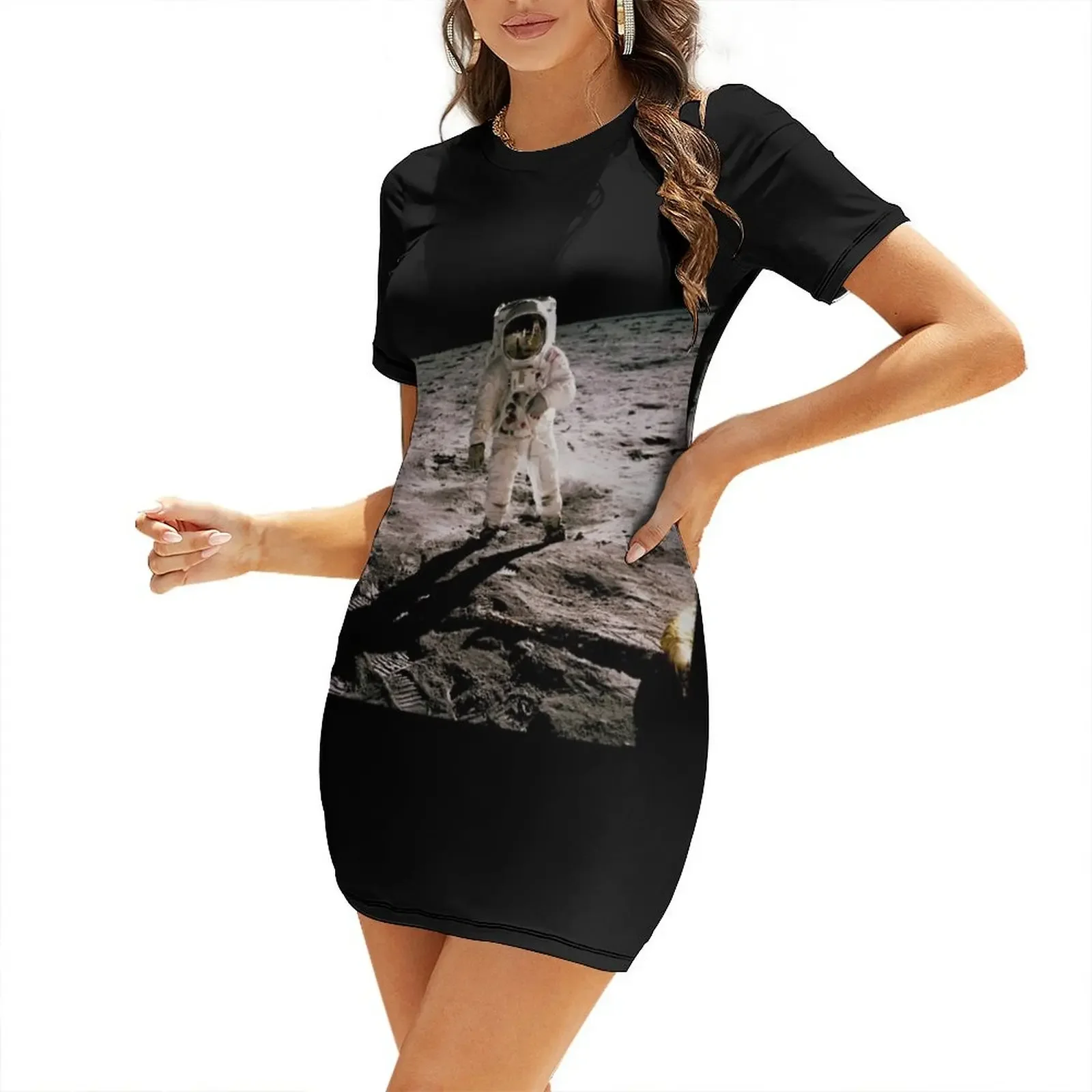 

Buzz Aldrin Walking on Lunar Surface As Photographed by Neil Armstrong Short-Sleeved Dress Cocktail of dresses Dress