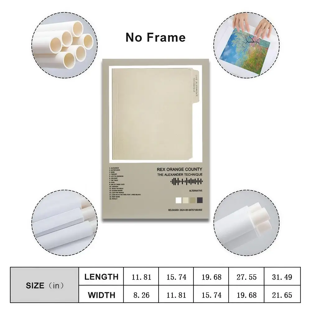 Rex Orange County Poster Peelable Self-Adhesive Album Cover Poster Stickers, Frameless Wall Art for Singer Band Pop Rap Bedroom