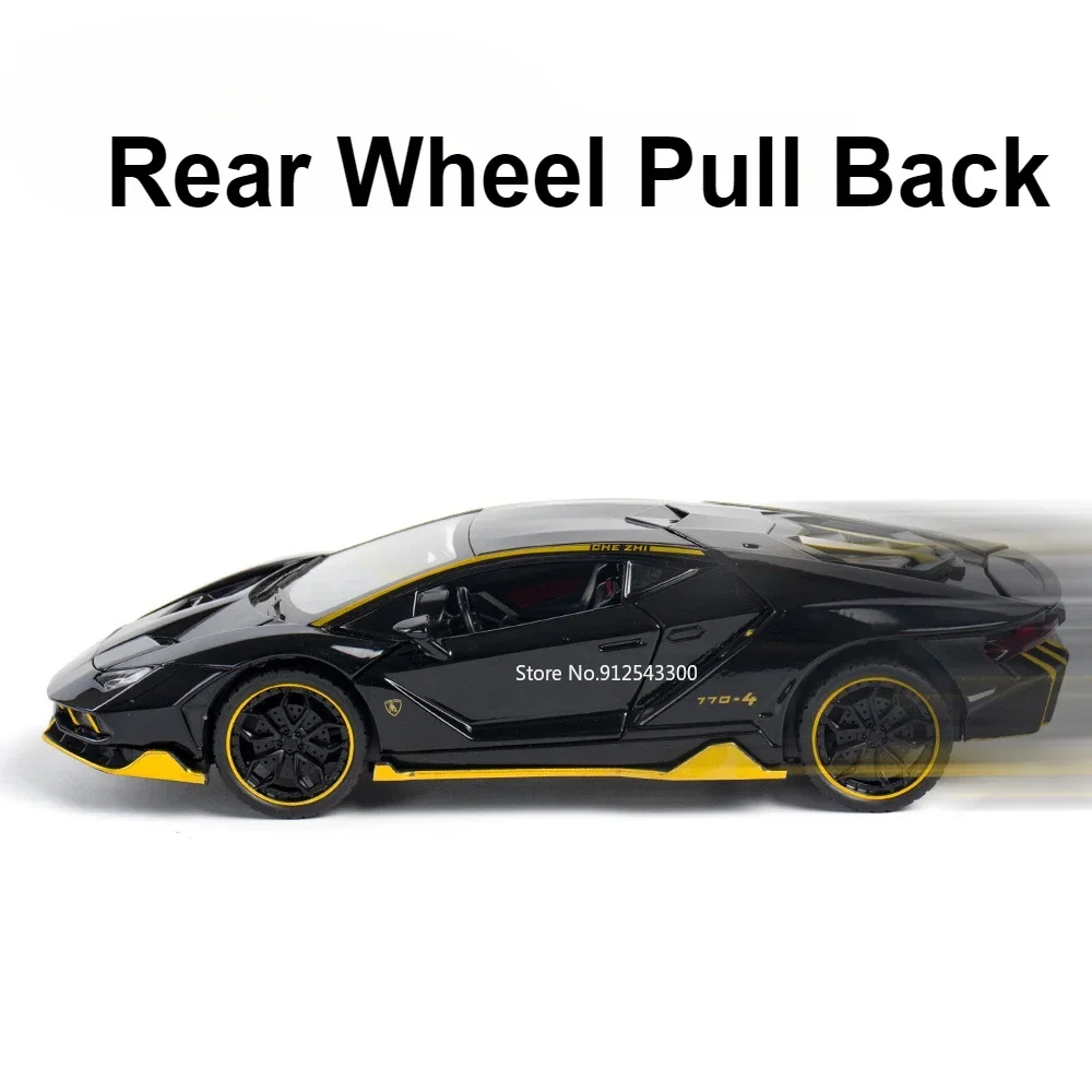 รถโมเดลของเล่นโลหะหล่อขึ้นรูป 1:24 GTR IE EVO 720S Huayra Veneno Sian LP770 พร้อมเสียงเพลง ไฟ ประตูเปิดได้ จำลองเสมือนจริง สำหรับเด็กผู้ชาย