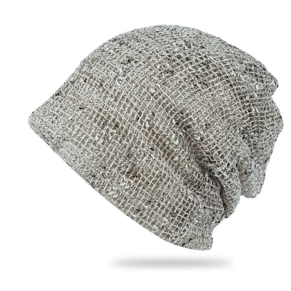 

Cute Bohemian Style Mesh Beanies Hat Thin Handmade Knitted Hat Korean Style Ethnic Style Woven Cap Ladies
