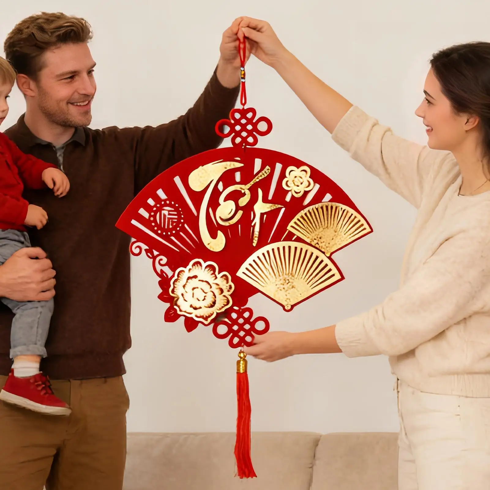 Colgante de Buena Suerte Chino 2026, Adornos con Temática Roja y Dorada para el Hogar, Oficina, Puerta de Coche, Pared, Decoraciones de Año Nuevo Chino