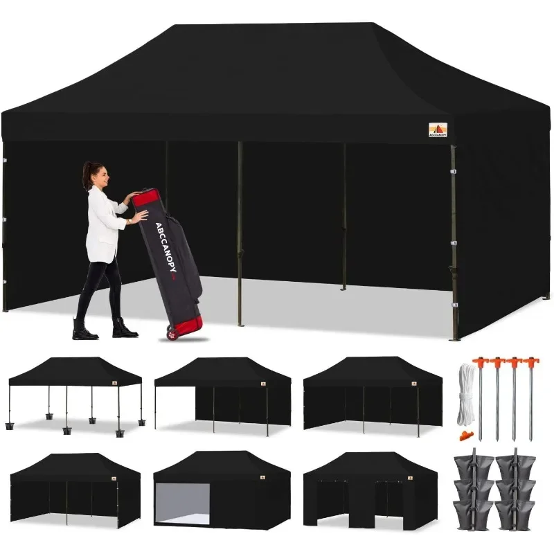 

Heavy duty simple pop up canopy tent with side walls for outdoor, patio, commercial, easy to assemble