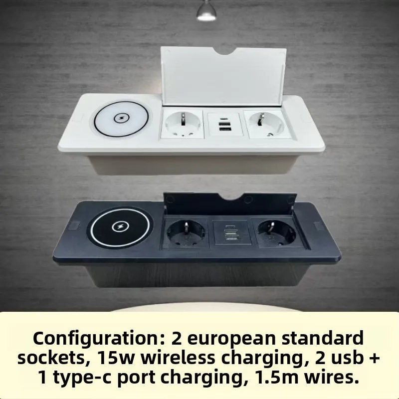 EU US Standard Embedded Desktop Socket Multifunction Fast Charging Outlet Box Hub USB